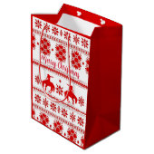 Sac Cadeau Moyen Red Nordic Rodeo Cowboy Christmas (Dos Angle)