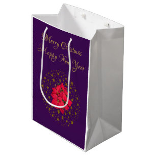 Sac Cadeau Moyen Red Poinsettia Plante sur la parties scintillant é