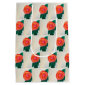 Sac Cadeau Moyen Red Rose with Green Leaves (Dos)