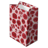 Sac Cadeau Moyen Red Roses on Pink Watercolor Pattern (Dos Angle)