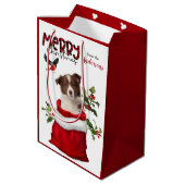 Sac Cadeau Moyen Red White Bordure Collie Chien Chien Chien Chien C (Dos Angle)