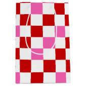 Sac Cadeau Moyen Red White Pink Checkered Pattern Design  (Devant)