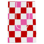 Sac Cadeau Moyen Red White Pink Checkered Pattern Design  (Dos)