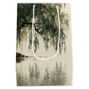 Sac Cadeau Moyen Reflet d'arbre de saule serein Art de la nature (1