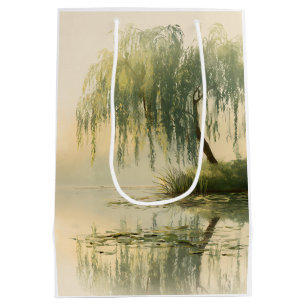 Sac Cadeau Moyen Reflet d'arbre de saule serein Art de la nature (1