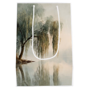 Sac Cadeau Moyen Reflet d'arbre de saule serein Art de la nature (1
