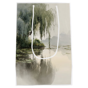 Sac Cadeau Moyen Reflet d'arbre de saule serein Art de la nature (2
