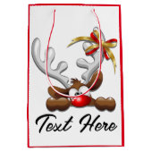 Sac Cadeau Moyen Reindeer Puzzled drôle Caractère de Noël (Devant)