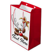 Sac Cadeau Moyen Reindeer Puzzled drôle Caractère de Noël (Dos Angle)