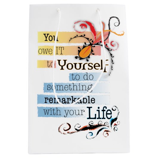 Sac Cadeau Moyen Remarquable LIFE Inspirational Citation illustrée (Devant)