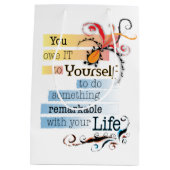 Sac Cadeau Moyen Remarquable LIFE Inspirational Citation illustrée (Dos)