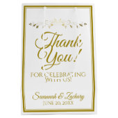 Sac Cadeau Moyen Remerciement de mariage élégant avec fioriture or (Dos)