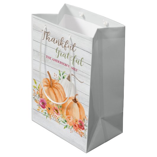 Sac Cadeau Moyen Remerciements | Aquarelle Citrouille automne autom (Dos Angle)