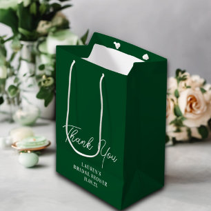 Sac Cadeau Moyen Remerciements de Mariage Minimaliste Vert Emeraude
