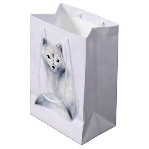 Sac Cadeau Moyen Renard nordique mignon avec des marques florales