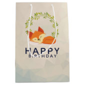 Sac Cadeau Moyen Renard orange dormant mignon avec couronne Feuille (Devant)