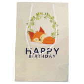 Sac Cadeau Moyen Renard orange dormant mignon avec couronne Feuille (Dos)