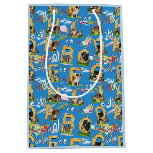 Sac Cadeau Moyen Retour À L'École ABC Conception Répétée (Devant)