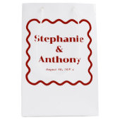 Sac Cadeau Moyen Retro 1950s Wavy Edge Mariage rouge foncé (Devant)