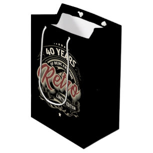 Sac Cadeau Moyen Retro 40 Ans d'art mot génial Anniversaire
