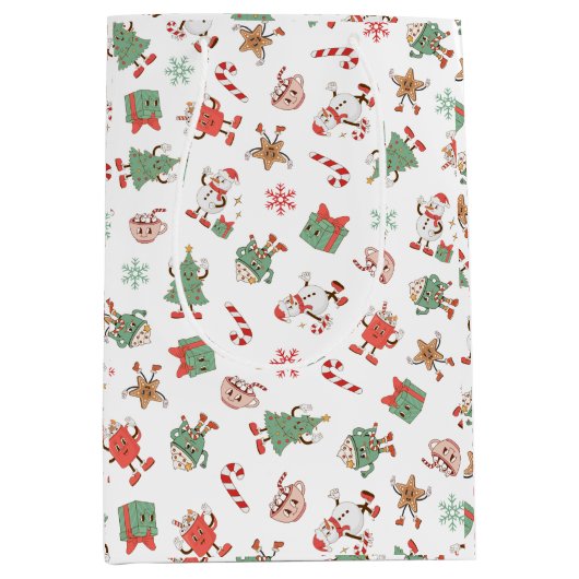 Sac Cadeau Moyen Retro Chillin' avec mes neiges Noël (Devant)