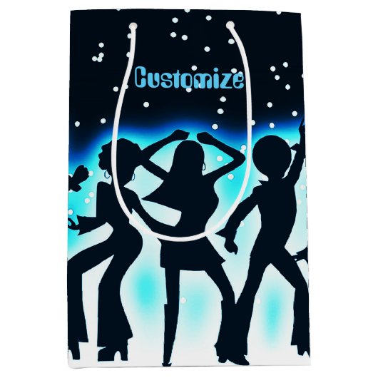 Sac Cadeau Moyen Retro Dance Party Turquoise (Devant)