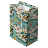 Sac Cadeau Moyen Retro Flamingo Poolside Summer Pattern (1) (Dos Angle)
