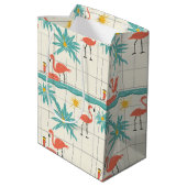 Sac Cadeau Moyen Retro Flamingo Poolside Summer Pattern (2) (Dos Angle)