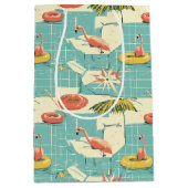 Sac Cadeau Moyen Retro Flamingo Poolside Summer Pattern (4) (Devant)