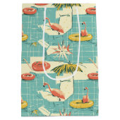 Sac Cadeau Moyen Retro Flamingo Poolside Summer Pattern (4) (Dos)
