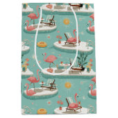Sac Cadeau Moyen Retro Flamingo Poolside Summer Pattern (6) (Devant)