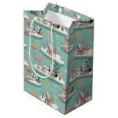 Sac Cadeau Moyen Retro Flamingo Poolside Summer Pattern (6) (Dos Angle)
