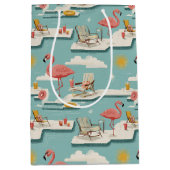 Sac Cadeau Moyen Retro Flamingo Poolside Summer Pattern (7) (Devant)