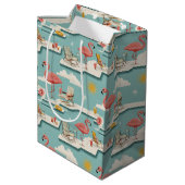 Sac Cadeau Moyen Retro Flamingo Poolside Summer Pattern (7) (Dos Angle)
