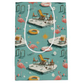 Sac Cadeau Moyen Retro Flamingo Poolside Summer Pattern (8) (Devant)