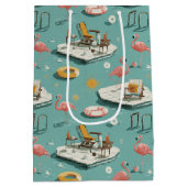 Sac Cadeau Moyen Retro Flamingo Poolside Summer Pattern (8) (Dos)