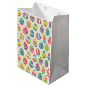 Sac Cadeau Moyen Rétro jour heureux chic de Pâques d'oeufs de