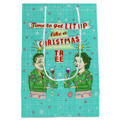 Sac Cadeau Moyen Rétro Lit potable de couples d'humour de Noël (Dos)