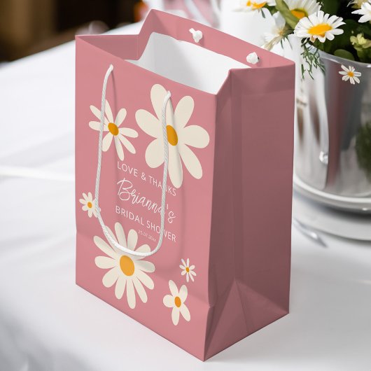 Sac Cadeau Moyen Retro marguerite rose désert douche de mariée en f