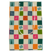 Sac Cadeau Moyen Retro Merry and Bright Christmas Wrapping Paper (Dos)