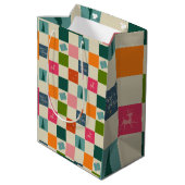 Sac Cadeau Moyen Retro Merry and Bright Christmas Wrapping Paper (Dos Angle)