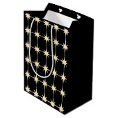 Sac Cadeau Moyen Retro Mid Century moderne Star Motif Black Creme (Dos Angle)