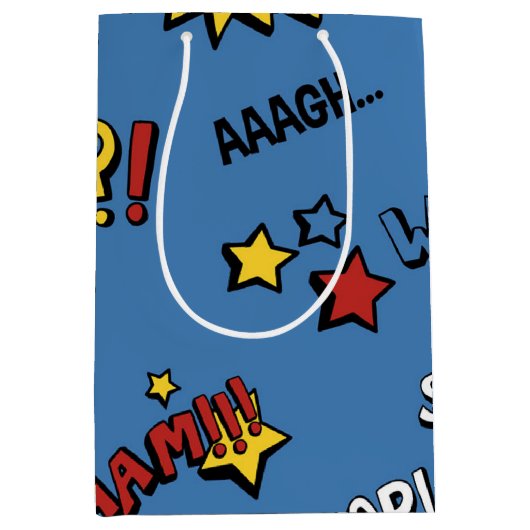 Sac Cadeau Moyen Rétro motif d'enfants de super héros (Devant)