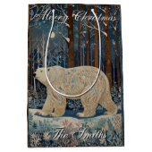 Sac Cadeau Moyen Retro ours blanc boho hiver bois personnalisation (Devant)