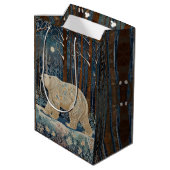 Sac Cadeau Moyen Retro ours blanc boho hiver bois personnalisation (Dos Angle)