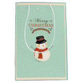 Sac Cadeau Moyen Retro Snowman - Joyeux Noël (Devant)