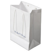 Sac Cadeau Moyen Retro Style Elegant Plain White Calligraphy Name (Devant Angle)