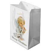 Sac Cadeau Moyen Retro vintage Noël Fête Ange (Dos Angle)