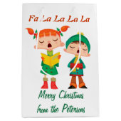 Sac Cadeau Moyen Rétros Carolers de Noël de bande dessinée (Devant)