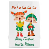 Sac Cadeau Moyen Rétros Carolers de Noël de bande dessinée (Dos)